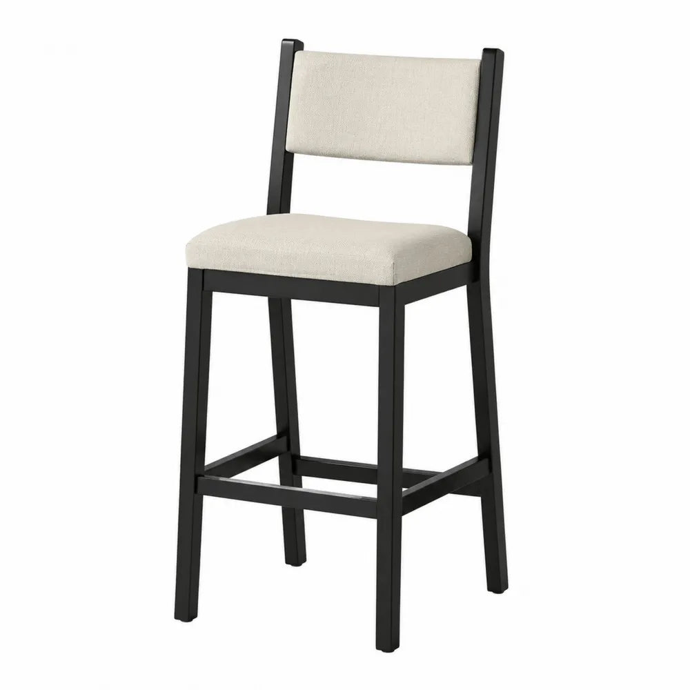 Sgabello in metallo con seduta in tessuto beige