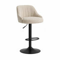 Sgabello da bar in tessuto beige con base in metallo nero